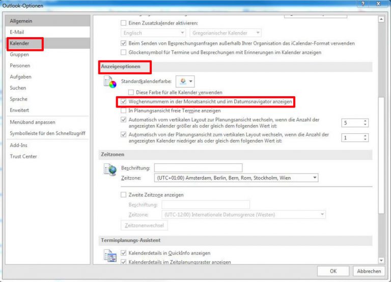 Outlook Kalenderwochen Anzeigen Andreas Blog